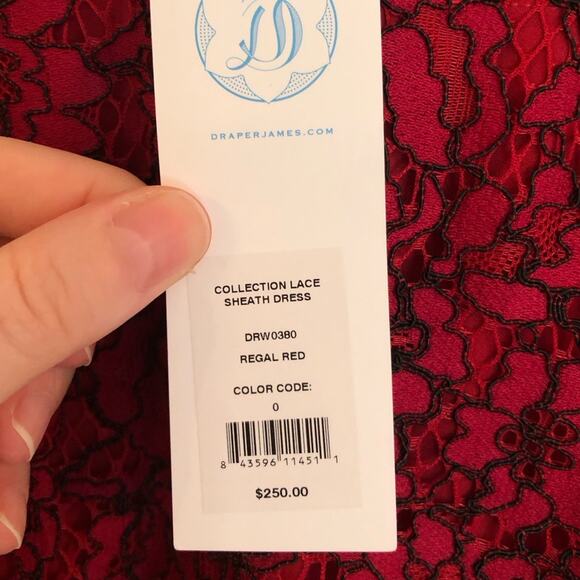 NWT NEW Draper James Collection Regal Red Knee Length Lace Sheath Dress - Picture 7 of 13